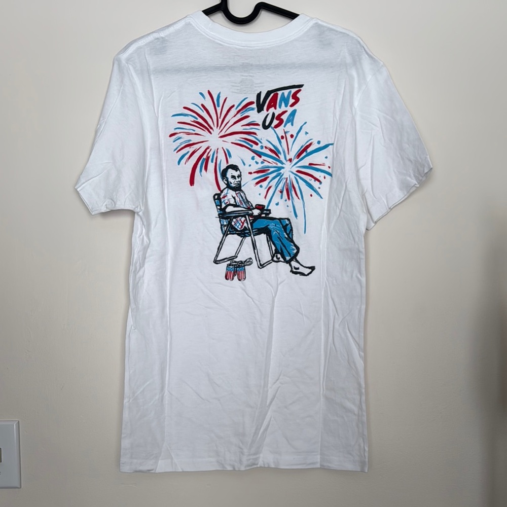 Vans White Short Sleeve Tee with Graphic Design